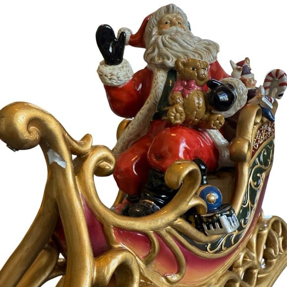 Vintage Santa and Toys in Sled Porcelain Figurine Home Interiors Christmas - Picture 7 of 7
